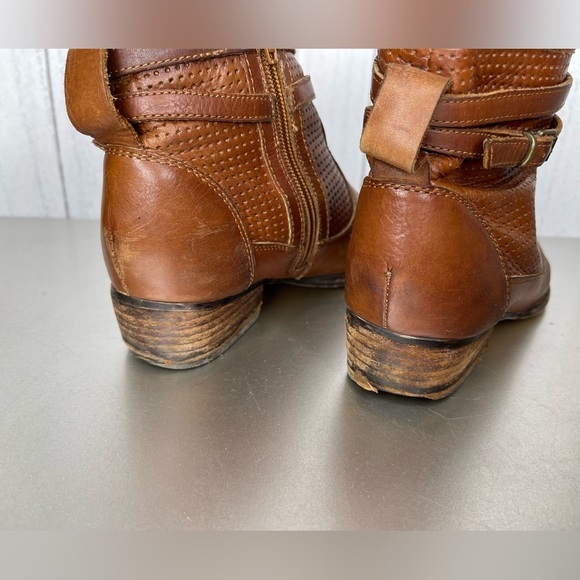 Seychelles Boots Womens 6.5 Ankle booties Cognac Leather Block Heels Side Zip - Picture 6 of 6